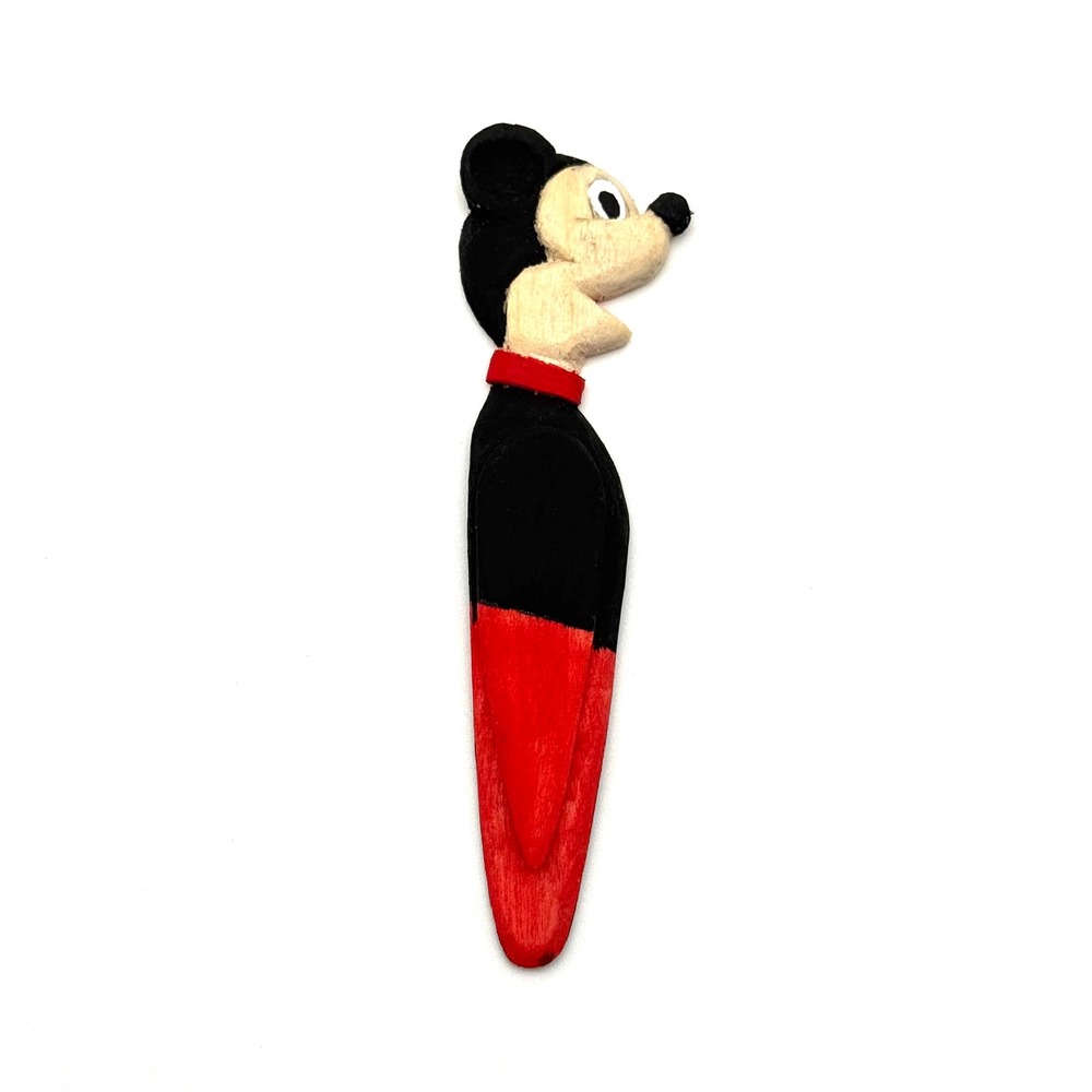 Mickey Mouse Bookmark Wooden Vintage Disney Hand Painted Page Clip
